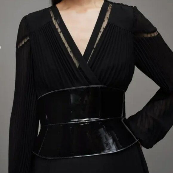 All Saints Oakley Patent Leather Corset Belt, L, NWT's - Picture 2 of 6